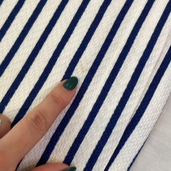 Anthropologie Maeve Ahoy Nautical Navy White Striped Mini Dress Bow Tie X-Small - Picture 5 of 6